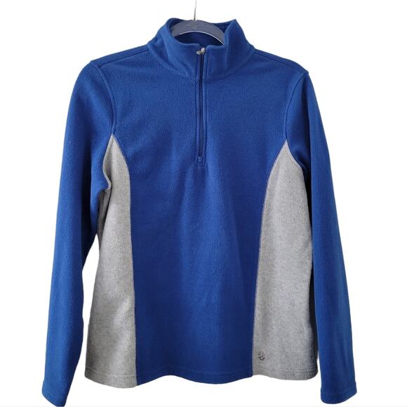 Izod Fleece Pullover Quarter Zip Jacket Medium Izod Gray Women Men Long Sleeve - Picture 1 of 4
